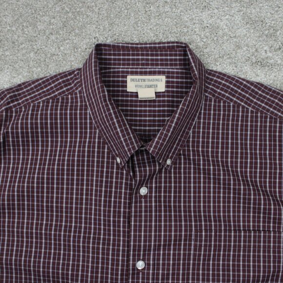 Duluth Wrinklefighter Shirt Men 3XL XXX Red/White Check Relaxed Fit L/S Cotton - Picture 4 of 12
